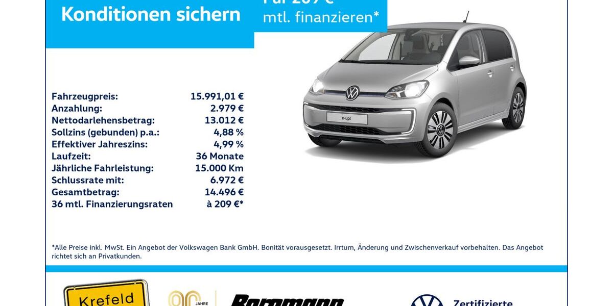 VW e-up! 32.844 km 15.991 &euro; Krefeld 47803