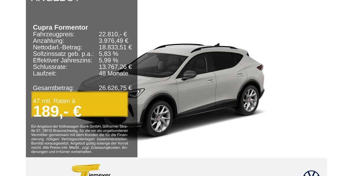 Cupra Formentor 29.687 km 22.810 &euro; Oberhausen 46047